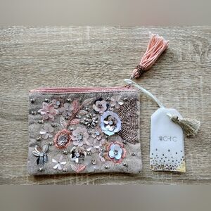 Embroidered/Beaded flowers pouch